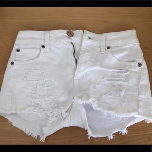 White high waisted denim shorts